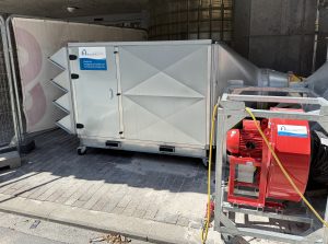 stofafzuiging op bouwwerf